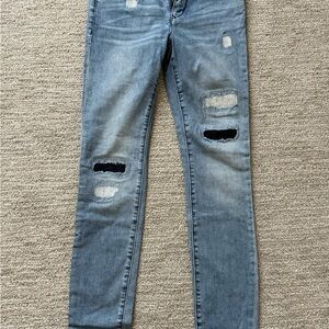 Armani Exchange Blue Ripped Skinny Jeans